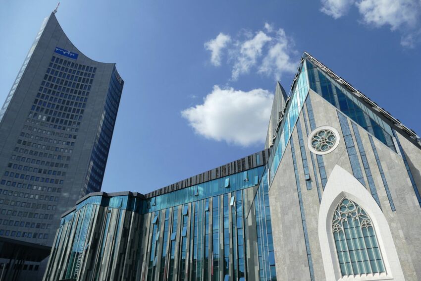 Leipzig panorama tower and university